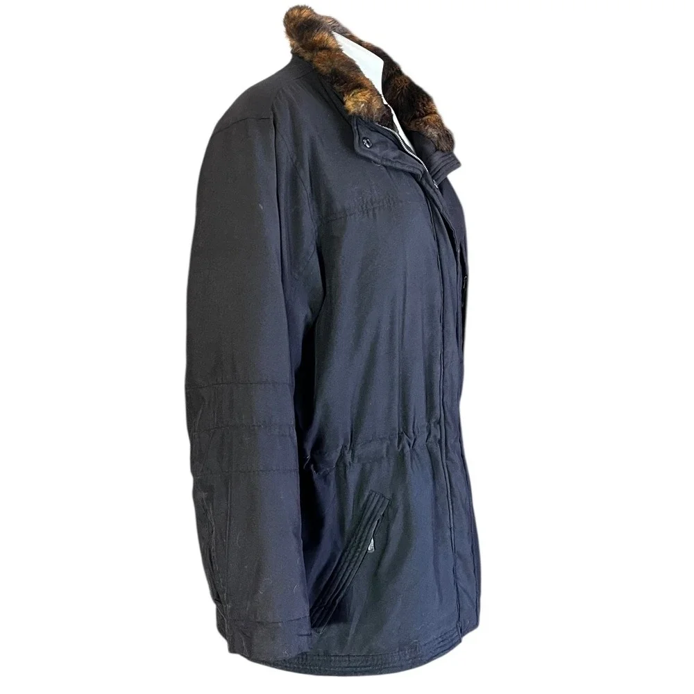 Ralph‎ Lauren Women's Black Faux Fur Trim Parka Jacket Authentic Size M